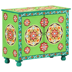 Hand Painted Sideboard 70x35x60 cm Solid Mango Wood Green