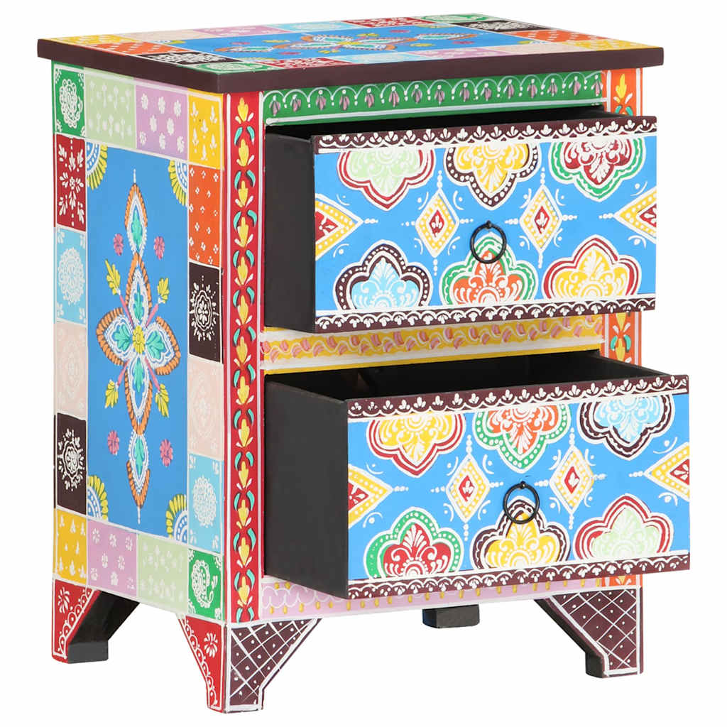 321666 vidaXL Hand Painted Bedside Cabinet 40x30x50 cm Solid Mango Wood 3