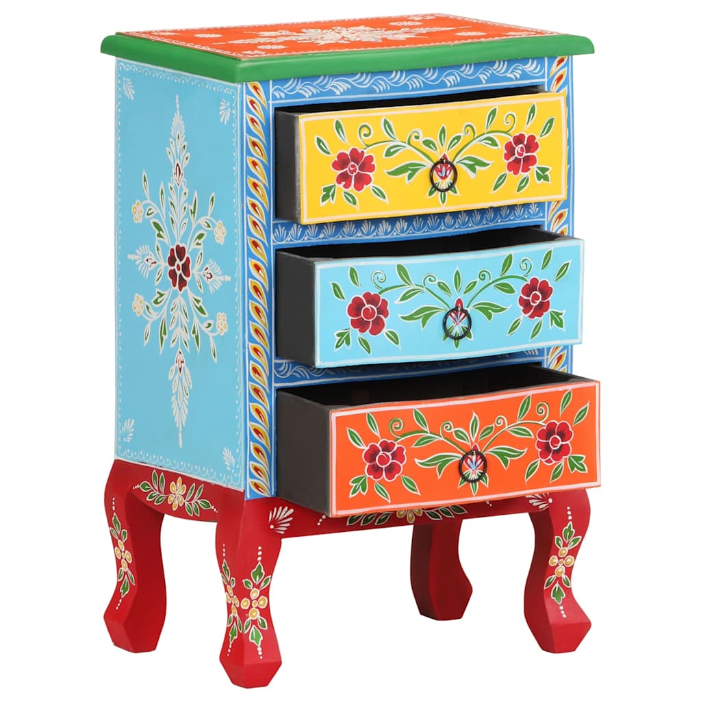 321667 vidaXL Hand Painted Bedside Cabinet 40x30x60 cm Solid Mango Wood 2