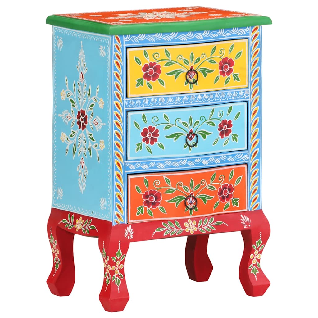 321667 vidaXL Hand Painted Bedside Cabinet 40x30x60 cm Solid Mango Wood 4