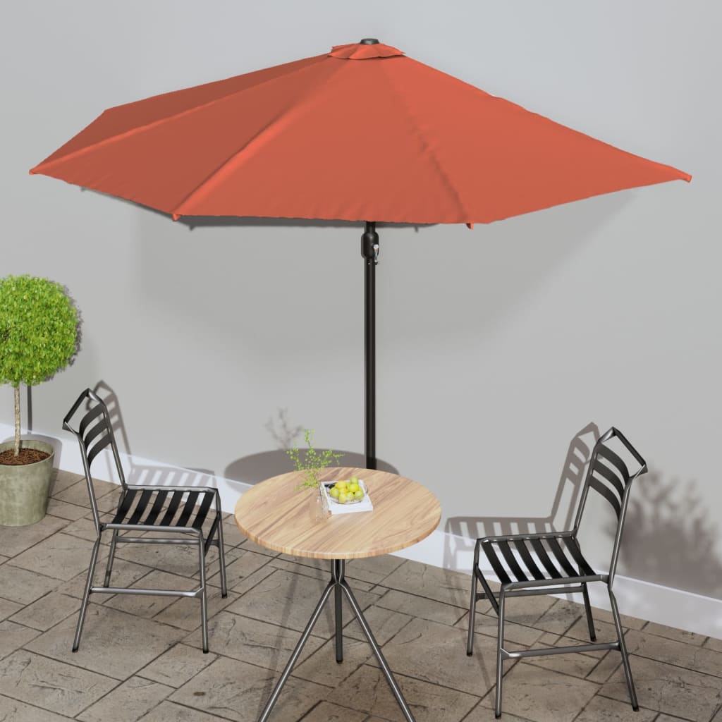 vidaXL Balcony Parasol with Aluminium Pole Terracotta 300x155x223 cm Half 1