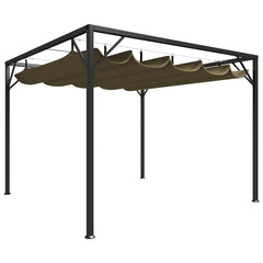Garden Gazebo with Retractable Roof Canopy Taupe