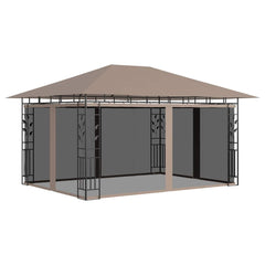 Gazebo with Mosquito Net 180 g/m² Taupe 4 m