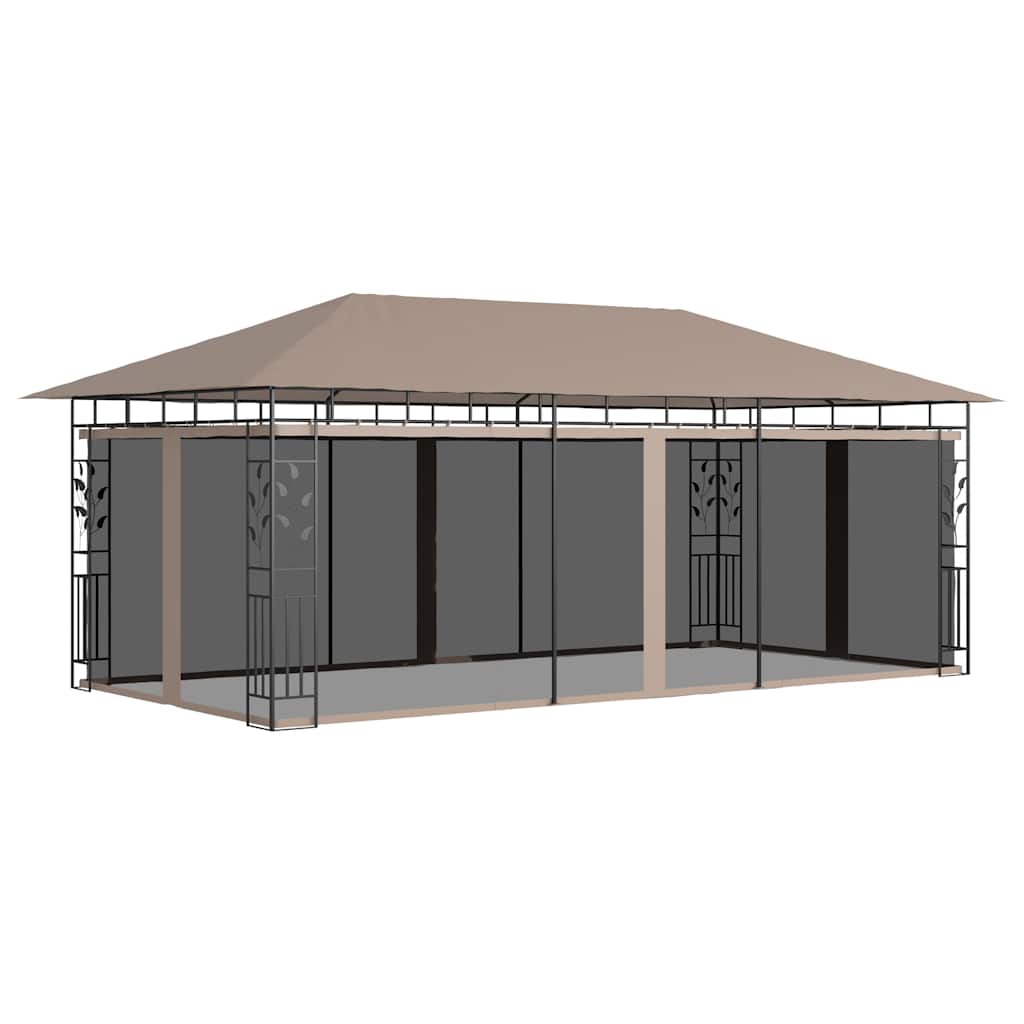 Gazebo with Mosquito Net 180 g/m² Taupe 6 m