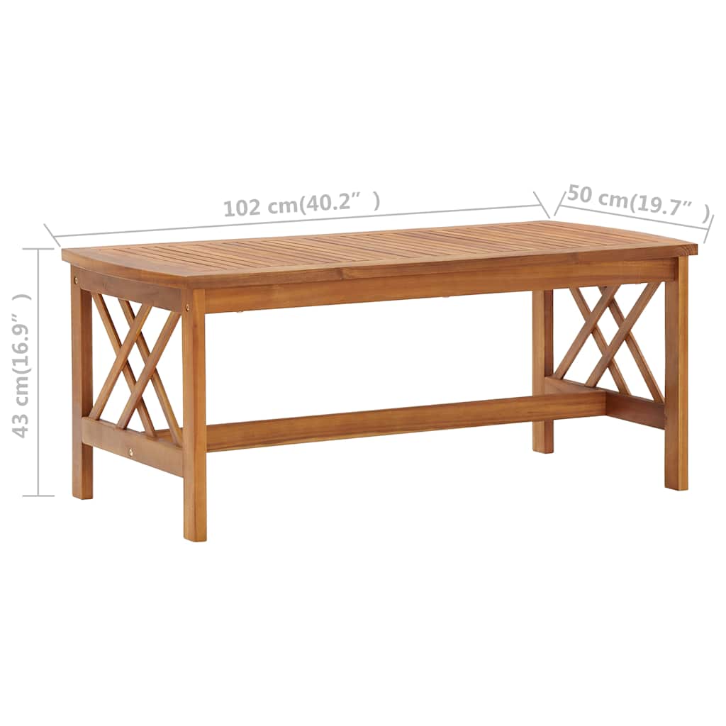 vidaXL Coffee Table | Brown | Solid Acacia wood | Medium | Decorative Inlays 6