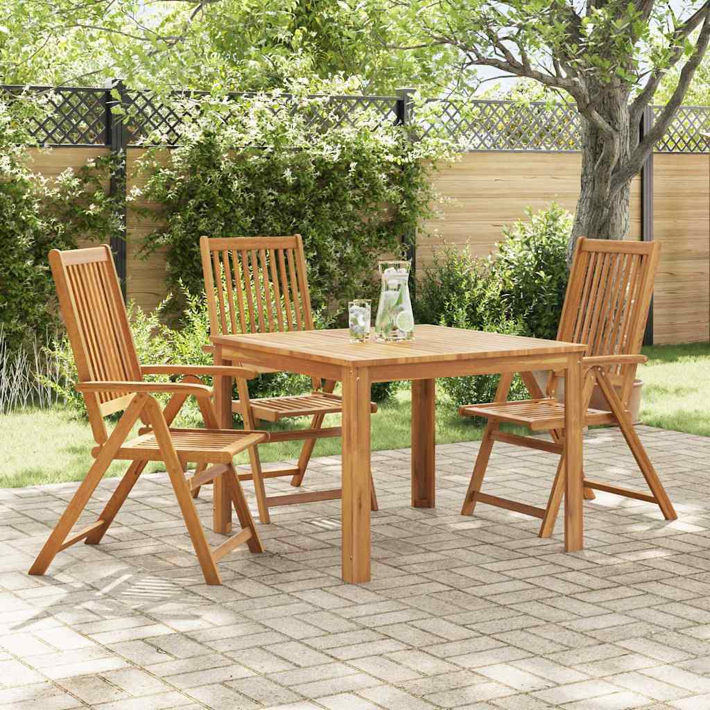 Reclining Garden Chairs Natural Solid Acacia Wood 3 pcs Natural