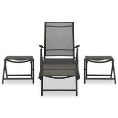 vidaXL 3 Piece Garden Lounge Set Textilene and Aluminium Black 2