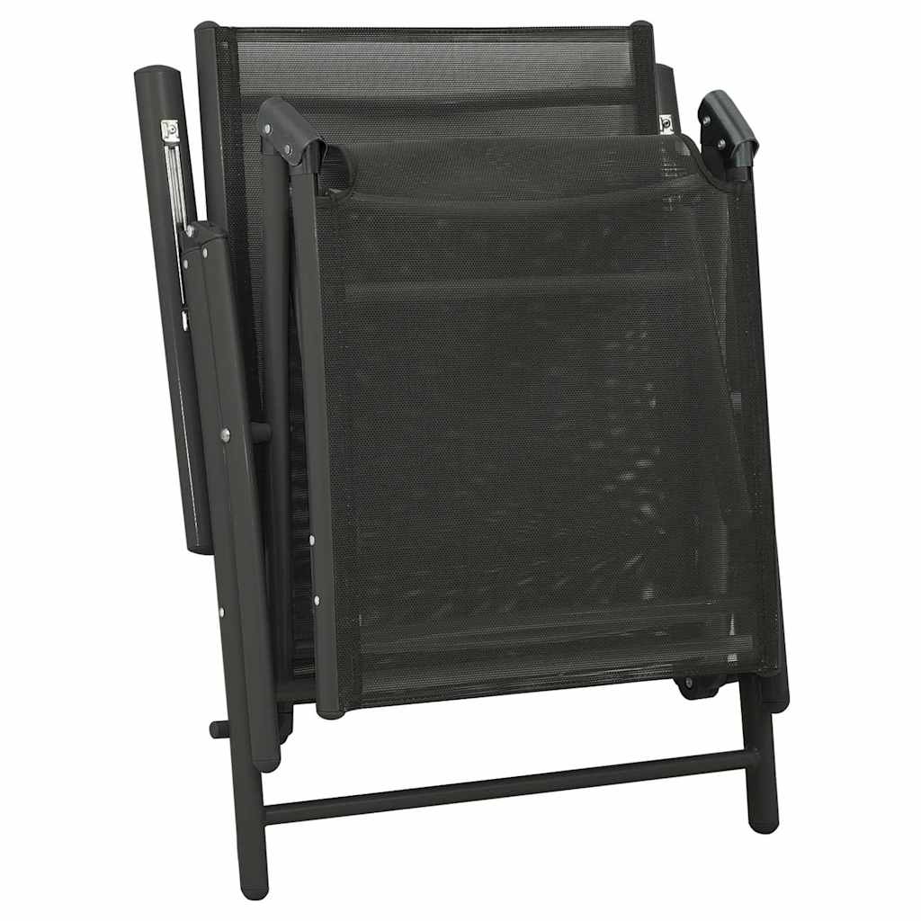 vidaXL 3 Piece Garden Lounge Set Textilene and Aluminium Black 6