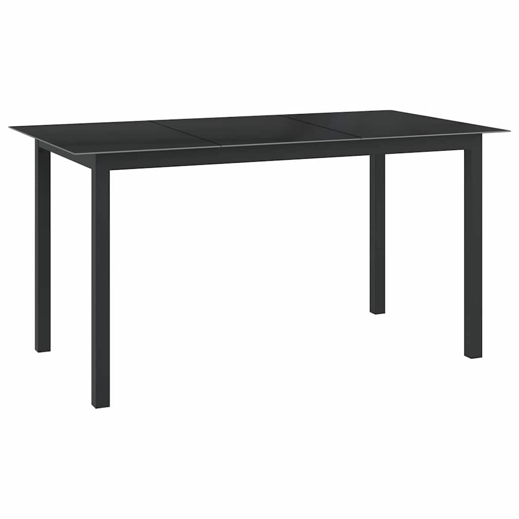 Garden Table Aluminium and Glass Black 150 cm 90 cm