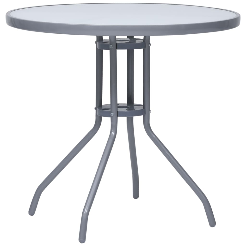 vidaXL Garden Table | Light Grey | Steel, Glass | Small | Durable 1