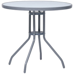 Garden Table 60 cm Steel and Glass Light grey