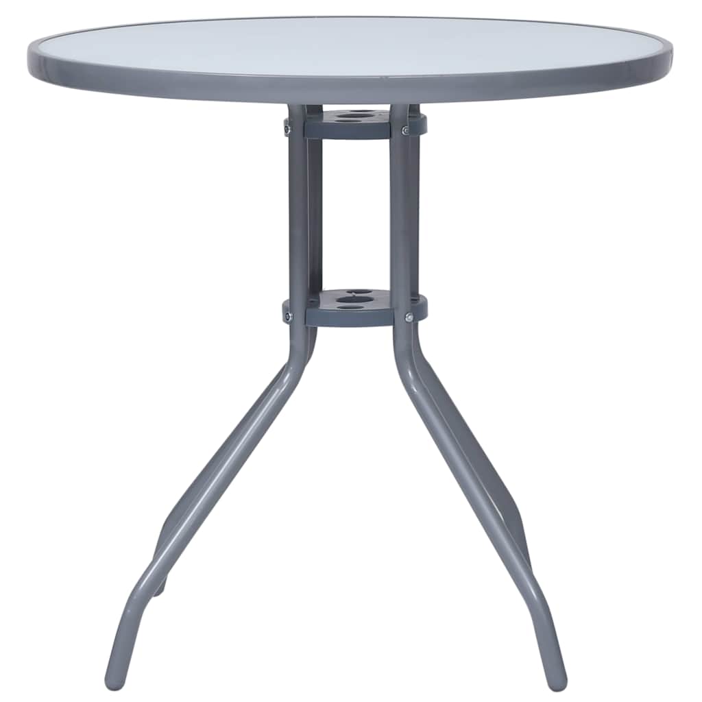 vidaXL Garden Table | Light Grey | Steel, Glass | Small | Durable 2