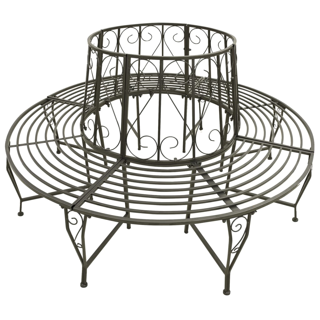 vidaXL Garden Tree Bench 160 cm Steel 2