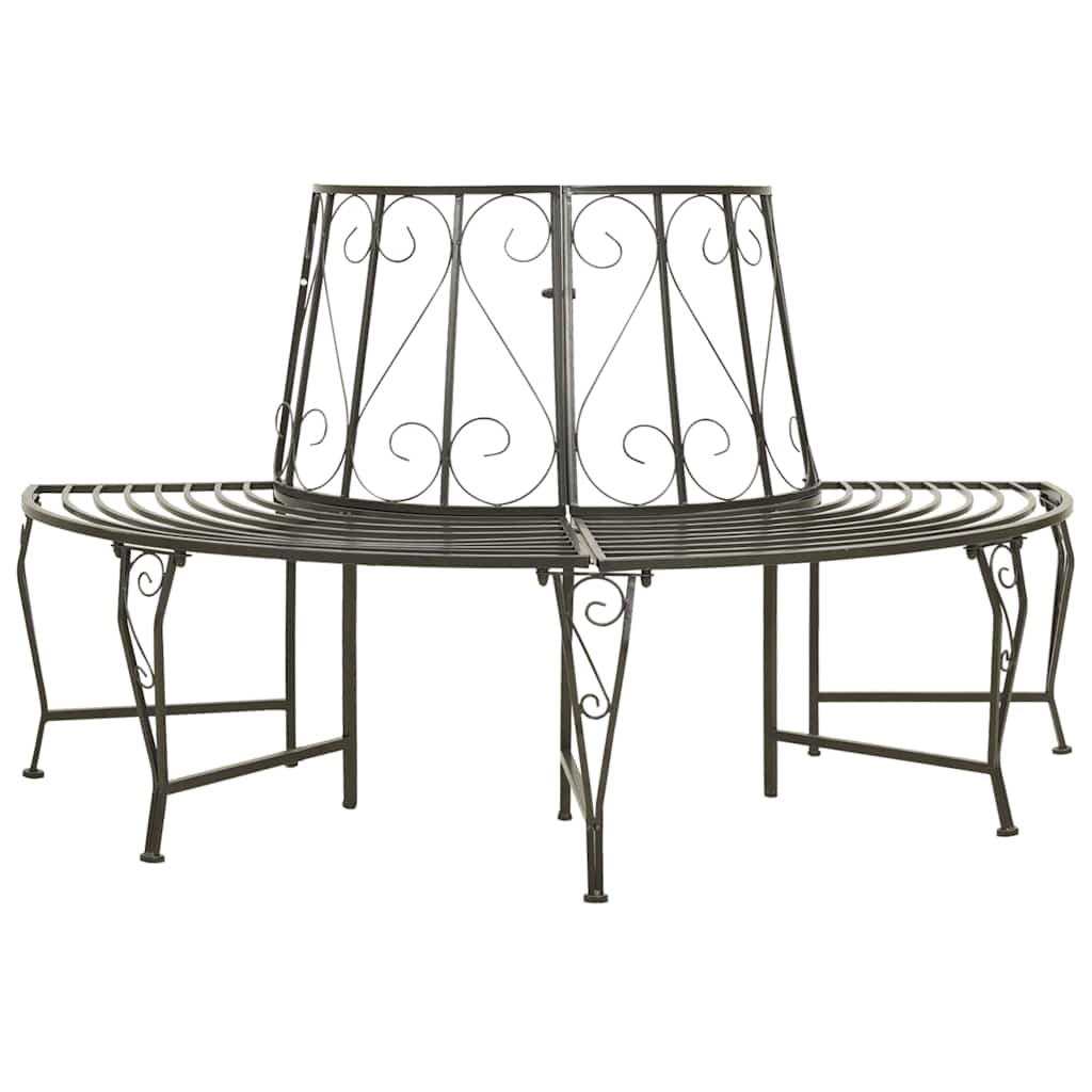 vidaXL Garden Half Round Tree Bench 160 cm Steel 1