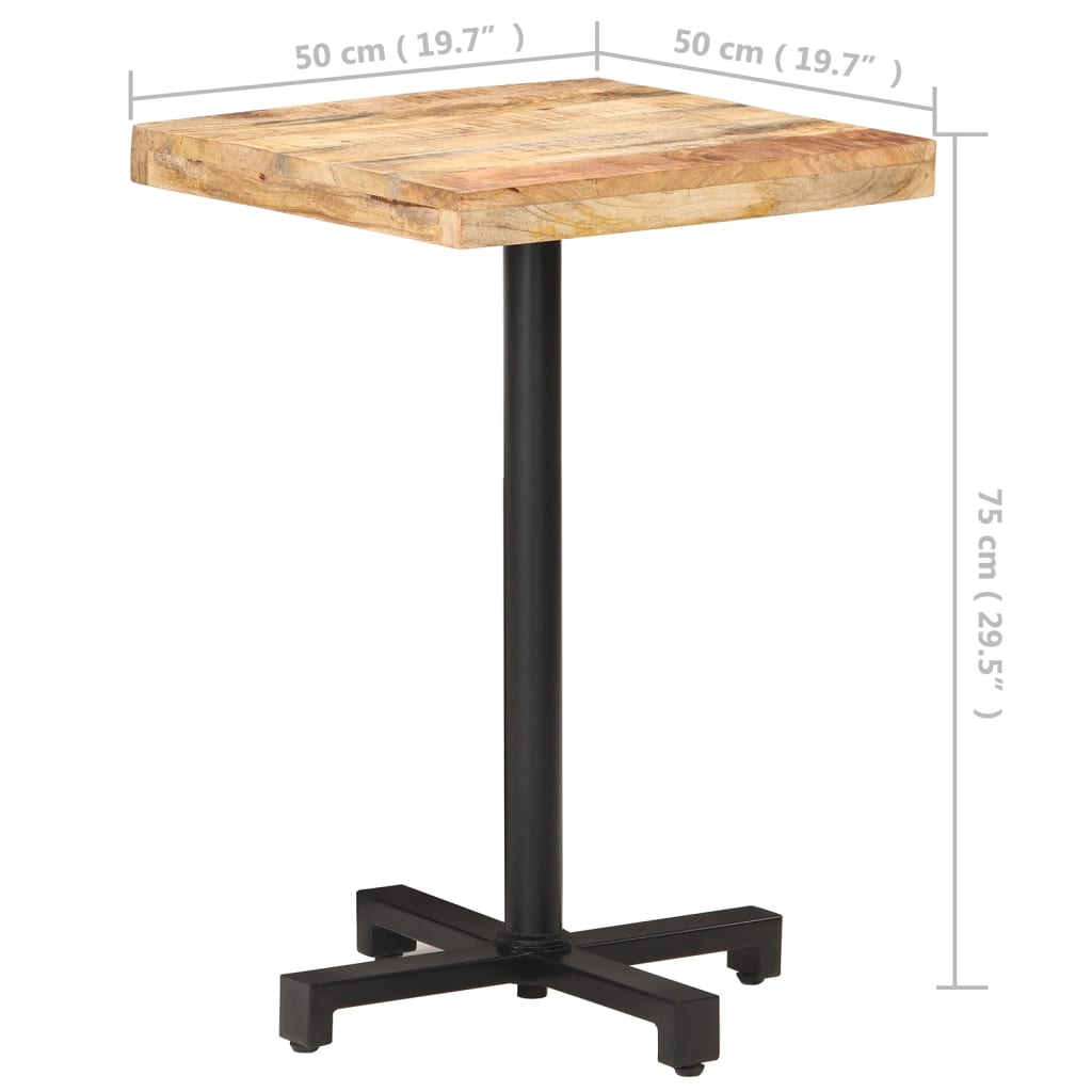 vidaXL Bistro Table Square 50x50x75 cm Rough Mango Wood 6