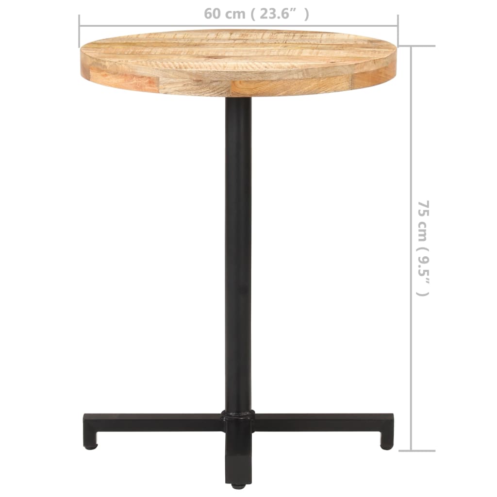 vidaXL Bistro Table Round Ø60x75 cm Rough Mango Wood 6