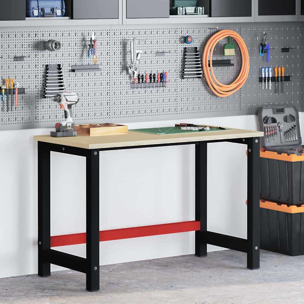 vidaXL Work Bench Frame Metal 120x57x79 cm Black and Red 1