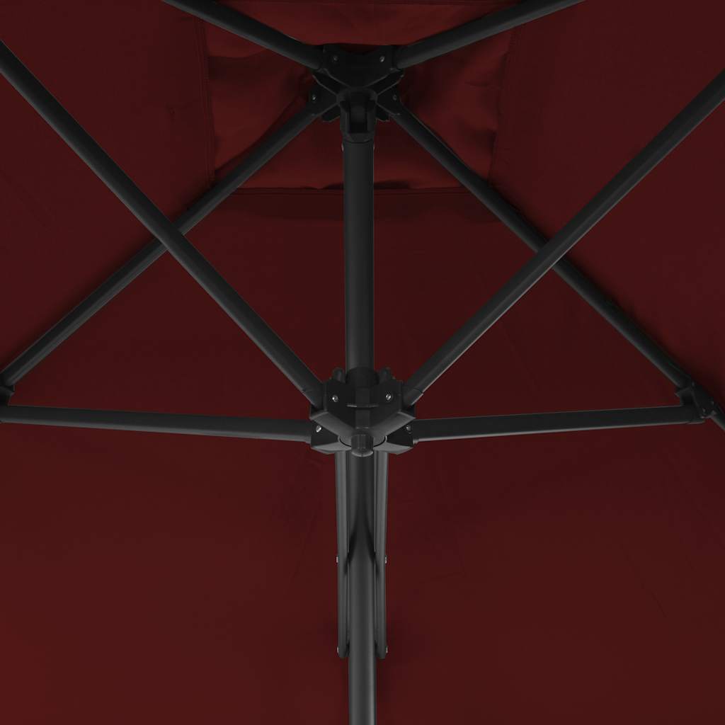 vidaXL Garden Parasol with Steel Pole Bordeaux Red 250x250x230 cm 4