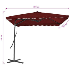 vidaXL Garden Parasol with Steel Pole Bordeaux Red 250x250x230 cm 6