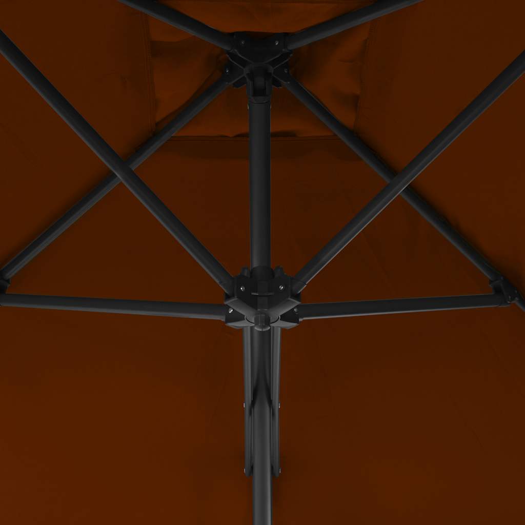vidaXL Garden Parasol with Steel Pole Terracotta 250x250x230 cm 4