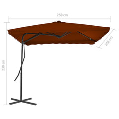 vidaXL Garden Parasol with Steel Pole Terracotta 250x250x230 cm 6