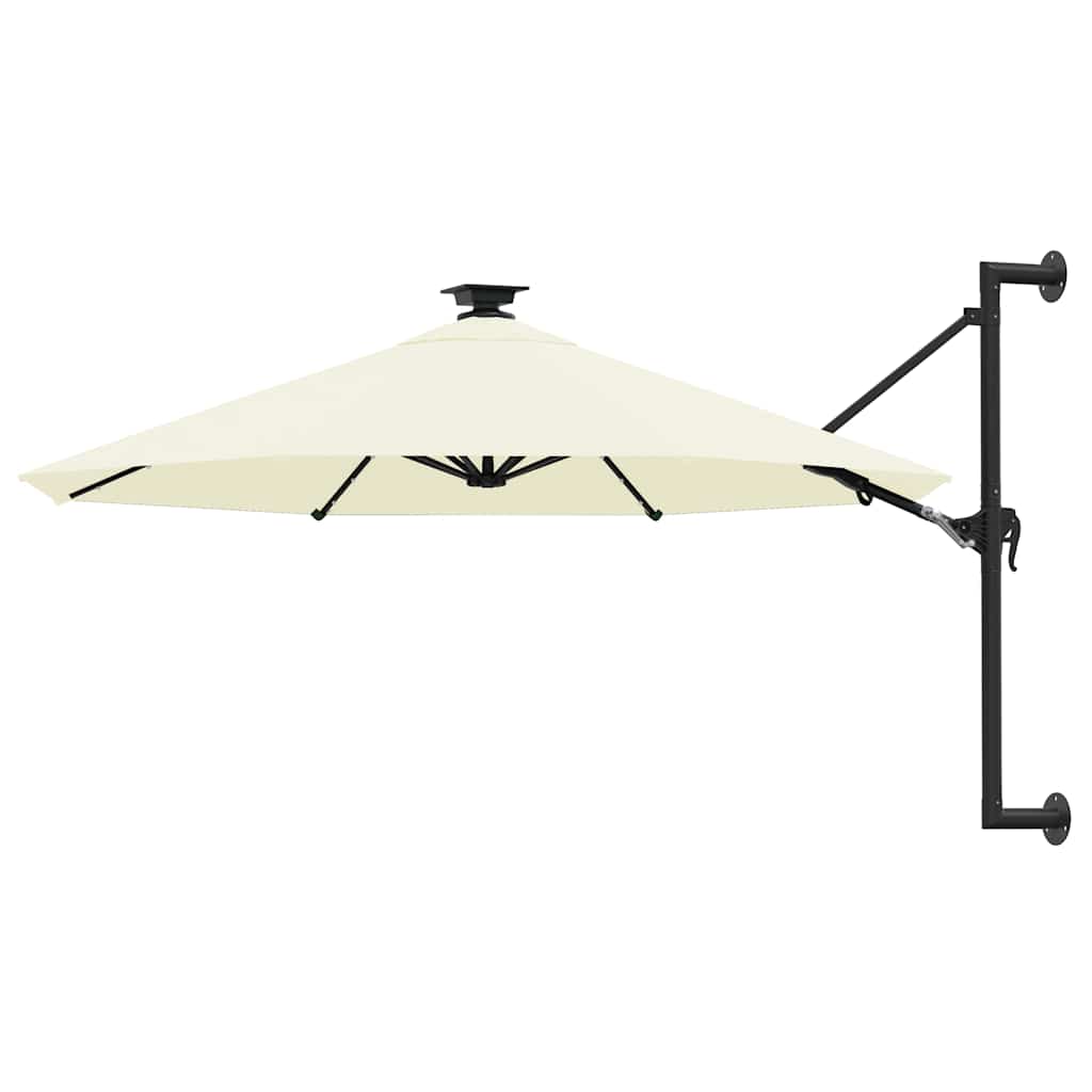 vidaXL Wall-mounted Garden Parasol with LEDs 300 cm Sand 1