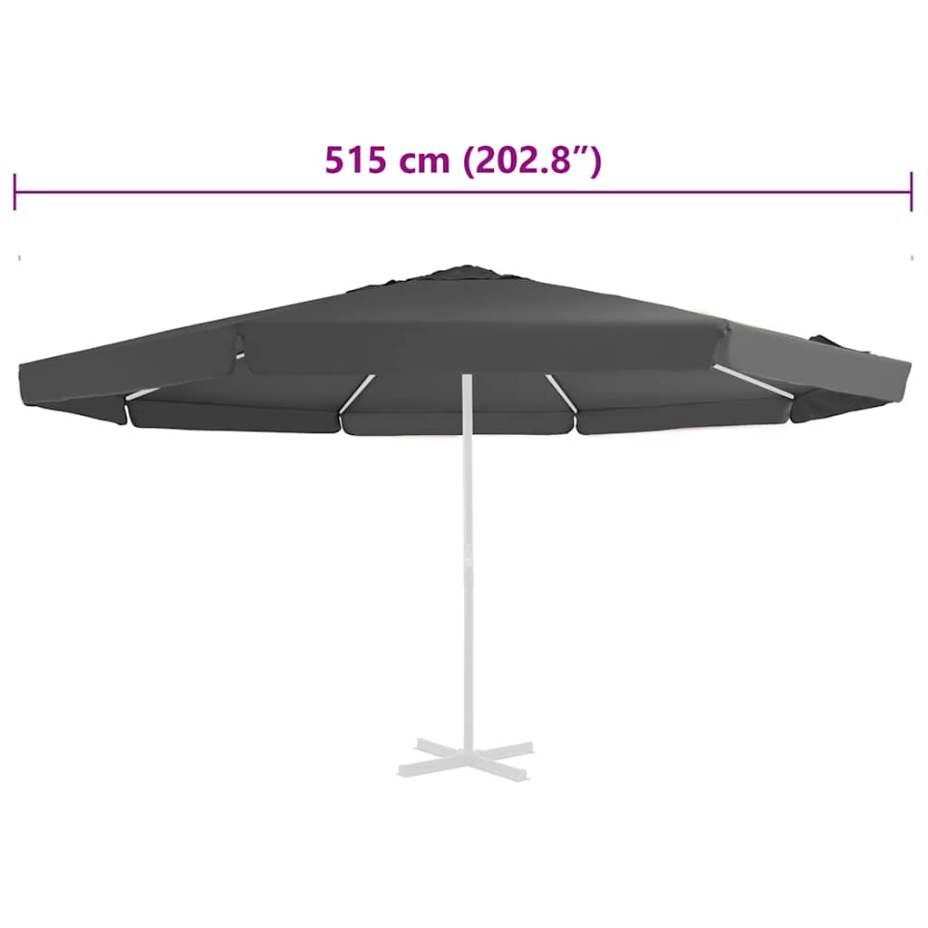 vidaXL Replacement Fabric for Outdoor Parasol Anthracite 515 cm 5
