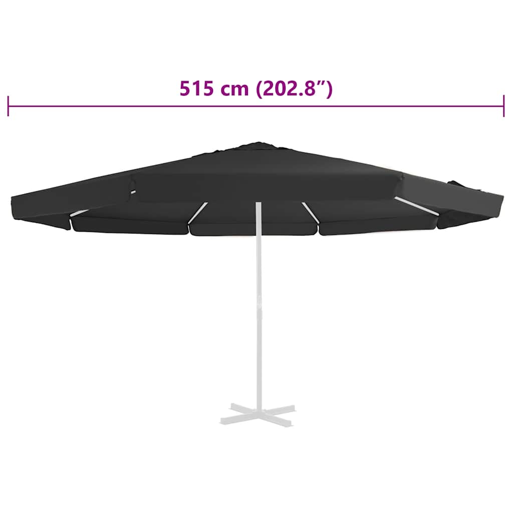 vidaXL Replacement Fabric for Outdoor Parasol Black 515 cm 5