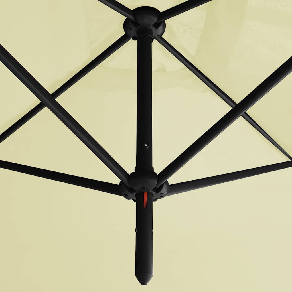 vidaXL Double Garden Parasol with Steel Pole Sand 600x300 cm 5
