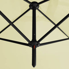 vidaXL Double Garden Parasol with Steel Pole Sand 600x300 cm 5