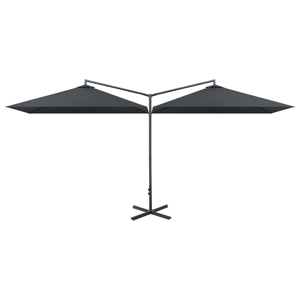 vidaXL Double Garden Parasol with Steel Pole Anthracite 600x300 cm 2