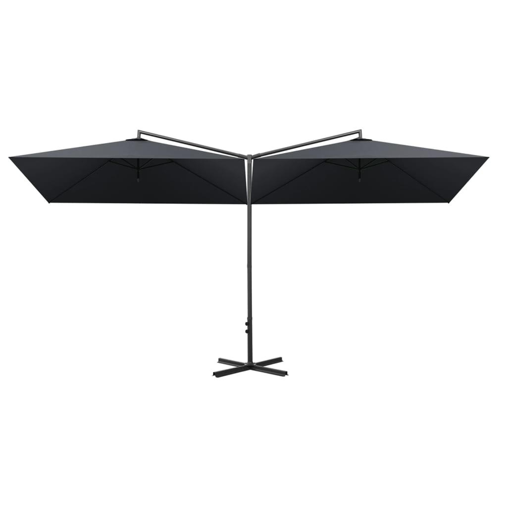 vidaXL Double Garden Parasol with Steel Pole Anthracite 600x300 cm 3