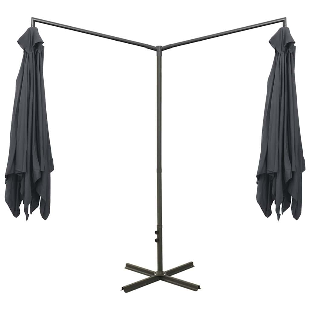vidaXL Double Garden Parasol with Steel Pole Anthracite 600x300 cm 4