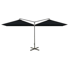vidaXL Double Garden Parasol with Steel Pole Black 600x300 cm 2