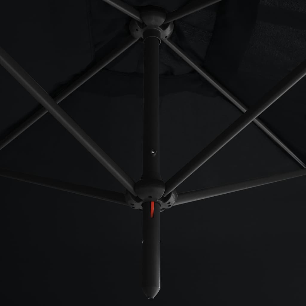 vidaXL Double Garden Parasol with Steel Pole Black 600x300 cm 5