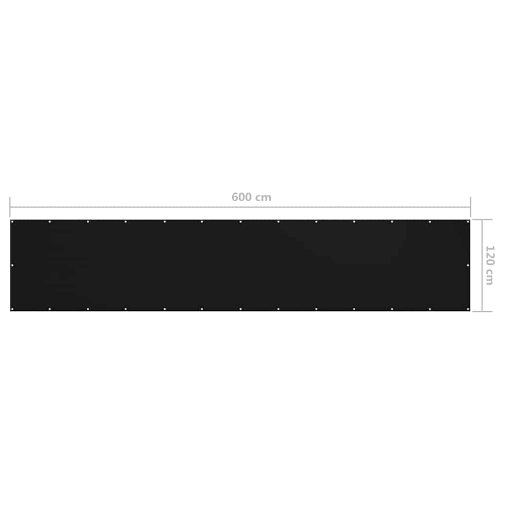 vidaXL Balcony Screen Black 120x600 cm Oxford Fabric 5