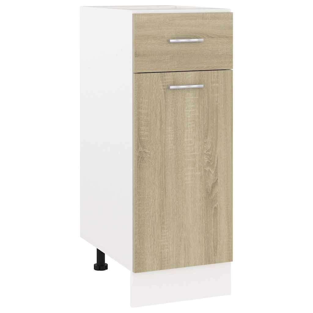 Kitchen Base Cabinet "Lyon" Engineered Wood Sonoma oak 1x bottom cabinet (1 door 1 drawer) 30–1x hanging cabinet (1 door) 30 cm wide 100 cm high 1x bottom cabinet (1 door 1 drawer) 30 cm