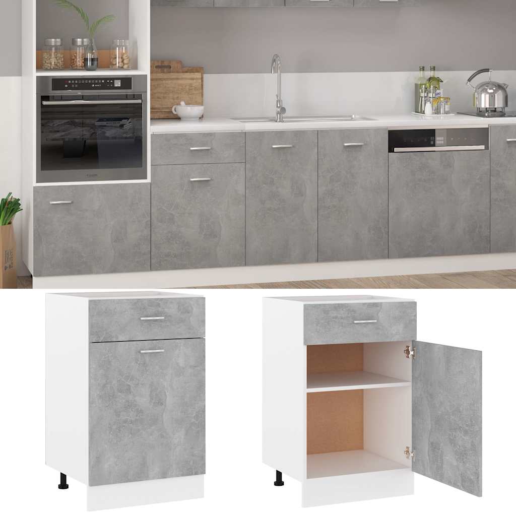 vidaXL Drawer Bottom Cabinet | Concrete Grey | Engineered Wood 2