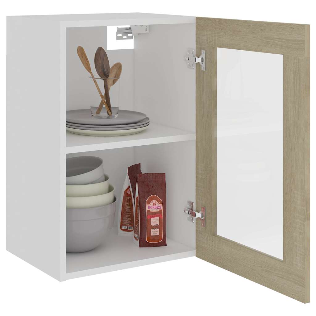 vidaXL Hanging Glass Cabinet Lyon Sonoma Oak 40x31x60 cm Engineered Wood 4