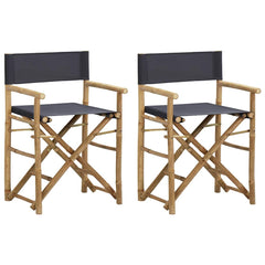 Folding Director's Chairs 2 pcs Bamboo and Fabric Dark grey