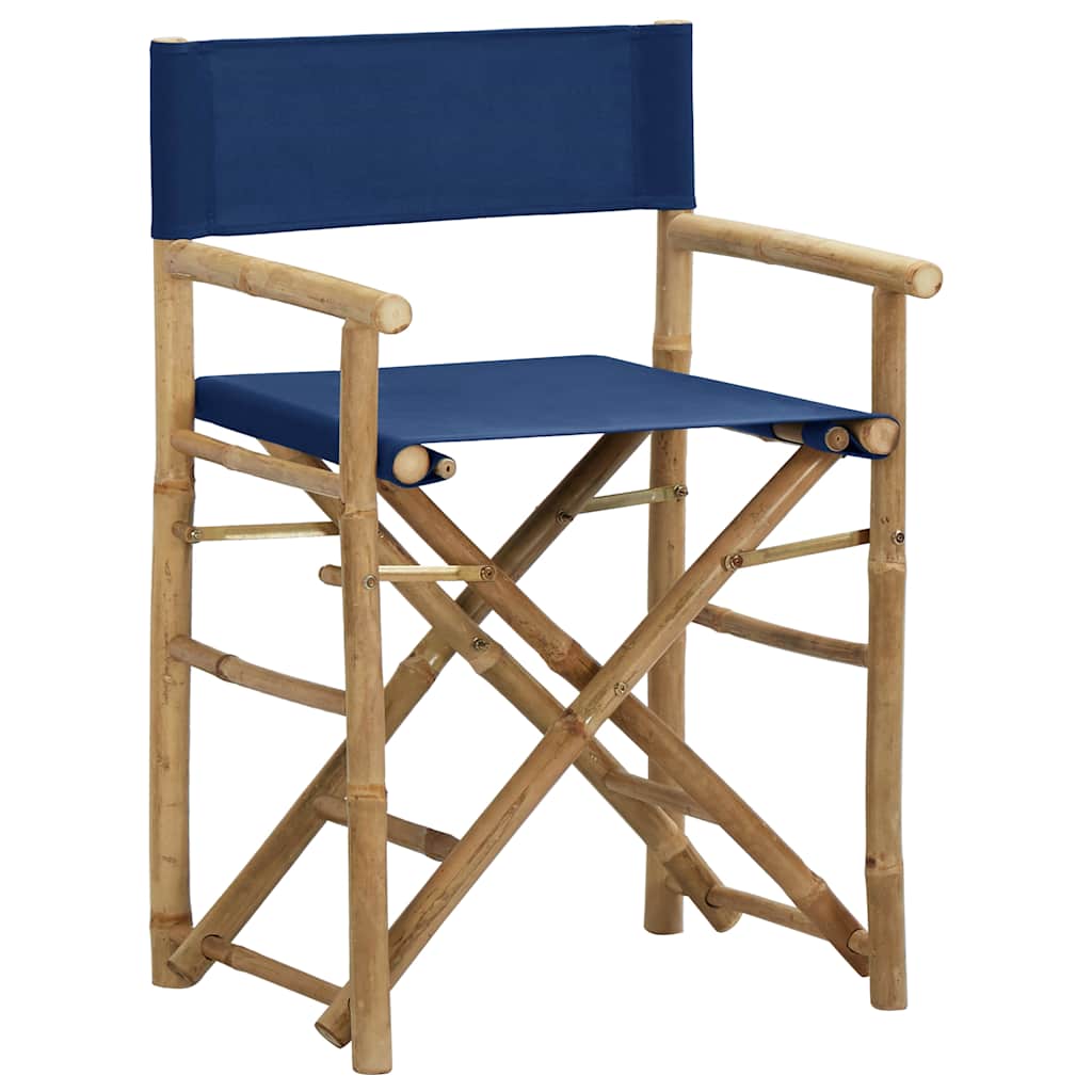 Folding Director's Chairs 2 pcs Bamboo and Fabric Blue
