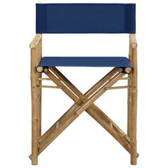 Folding Director's Chairs 2 pcs Bamboo and Fabric Blue