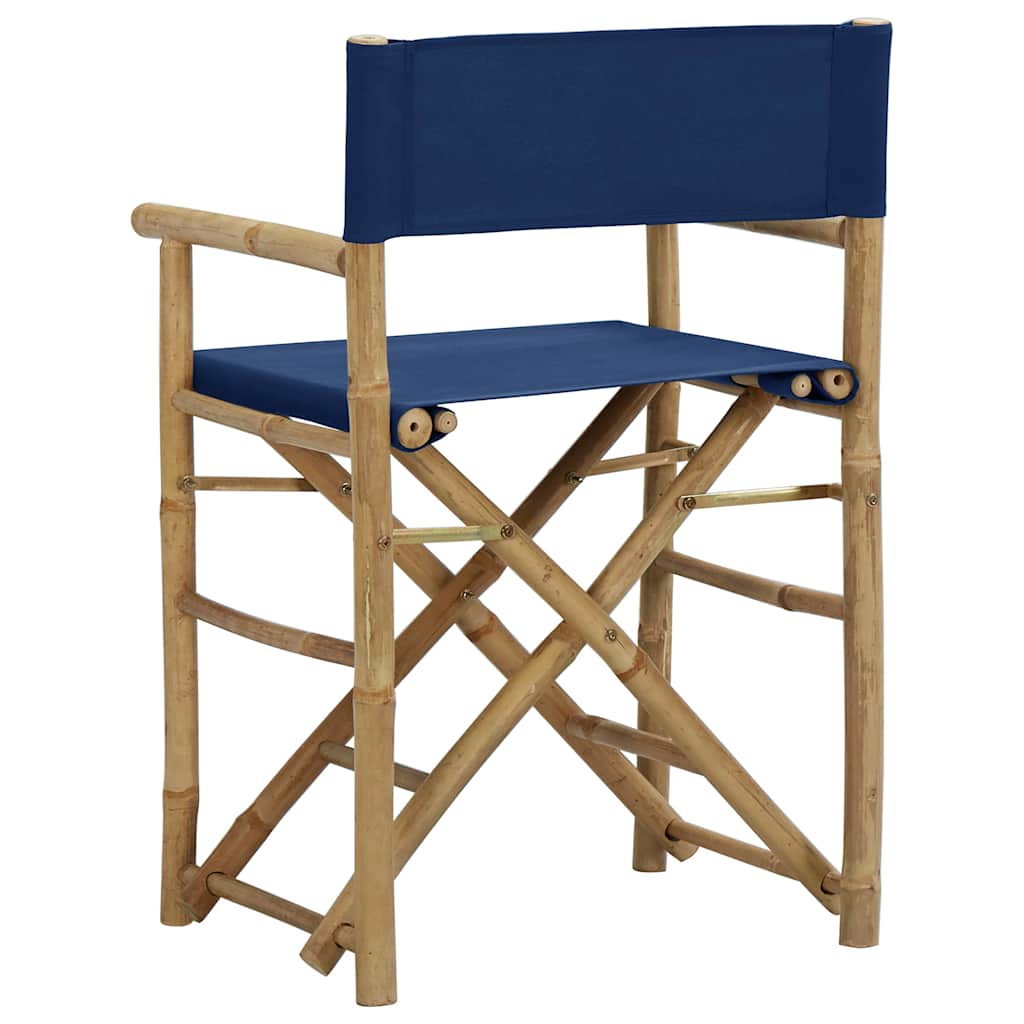 Folding Director's Chairs 2 pcs Bamboo and Fabric Blue