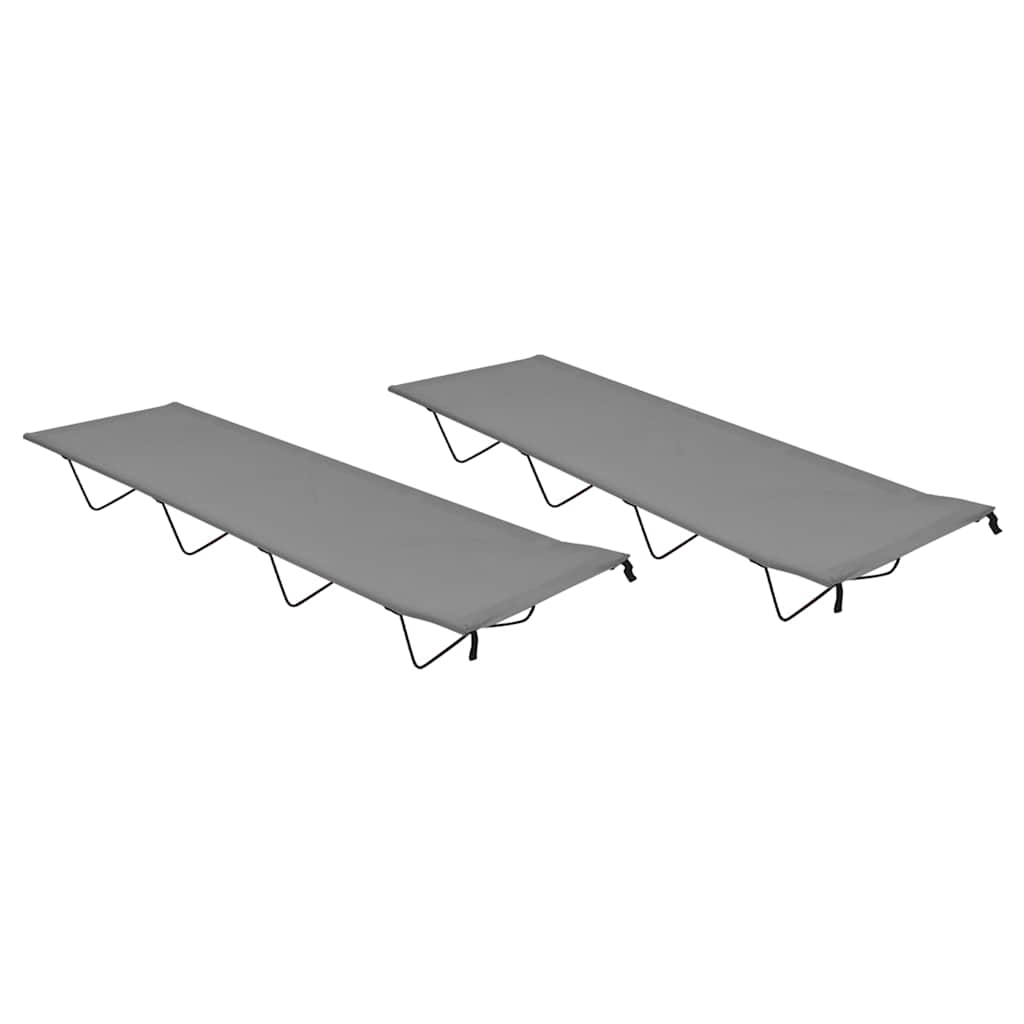 vidaXL Camping Beds 2 pcs 180x60x19 cm Oxford Fabric and Steel Grey 1