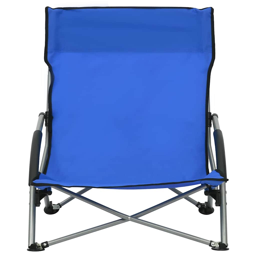vidaXL Folding Chairs 2 pcs Blue Fabric 3
