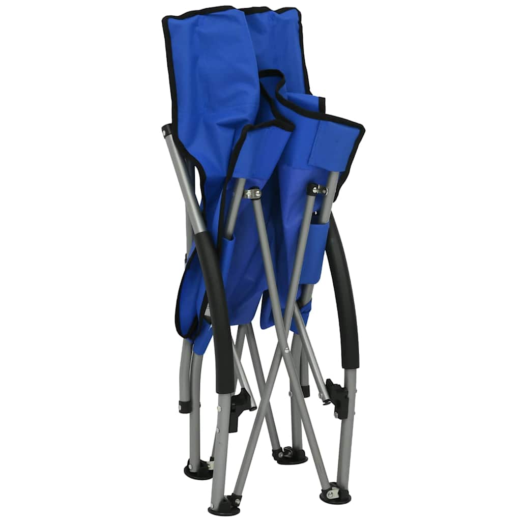 vidaXL Folding Chairs 2 pcs Blue Fabric 6