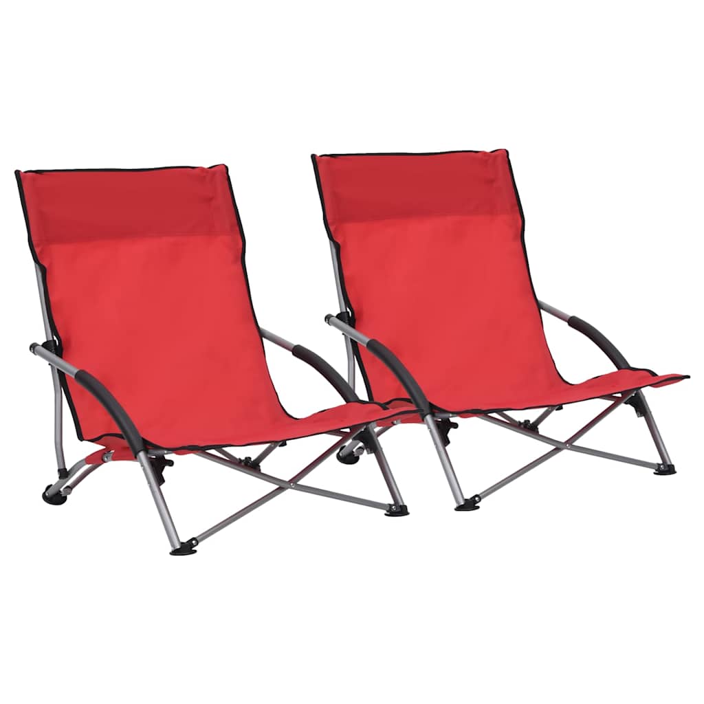 vidaXL Folding Chairs 2 pcs Red Fabric 1