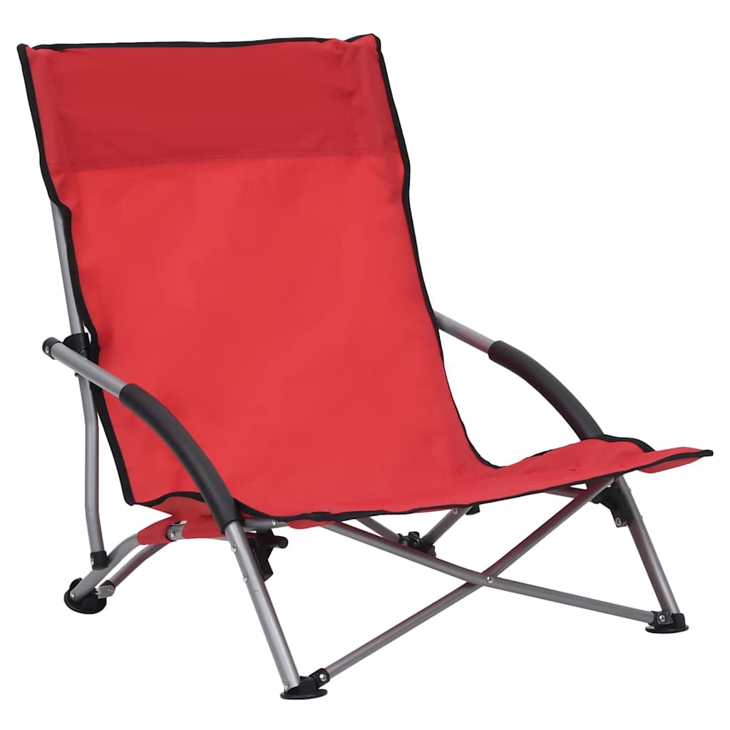 vidaXL Folding Chairs 2 pcs Red Fabric 2