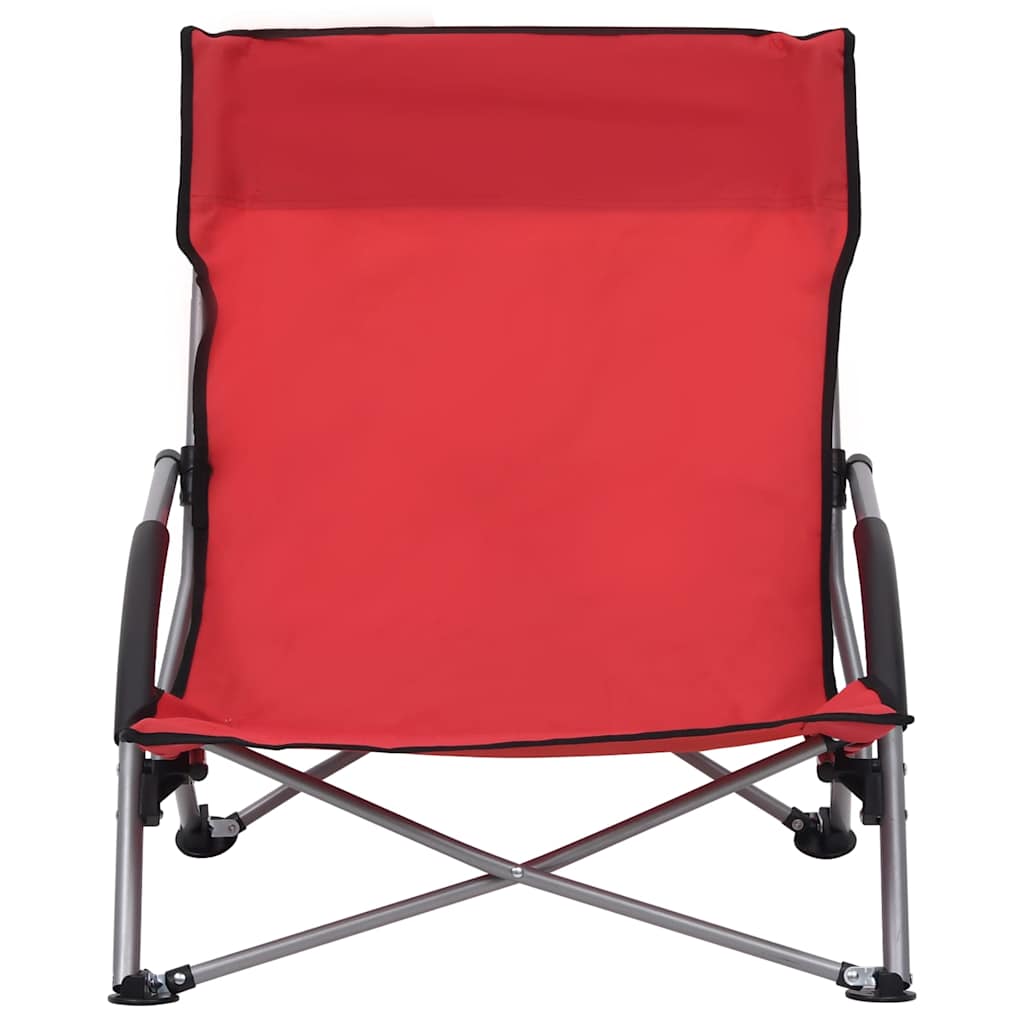 vidaXL Folding Chairs 2 pcs Red Fabric 3
