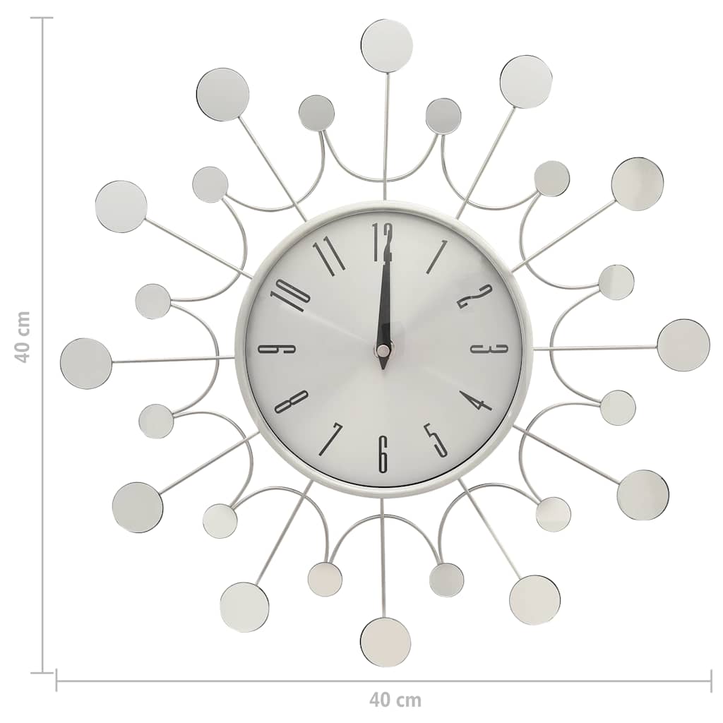 vidaXL Wall Clock | Silver | Metal, Aluminium | Medium | Decorative Inlays 5
